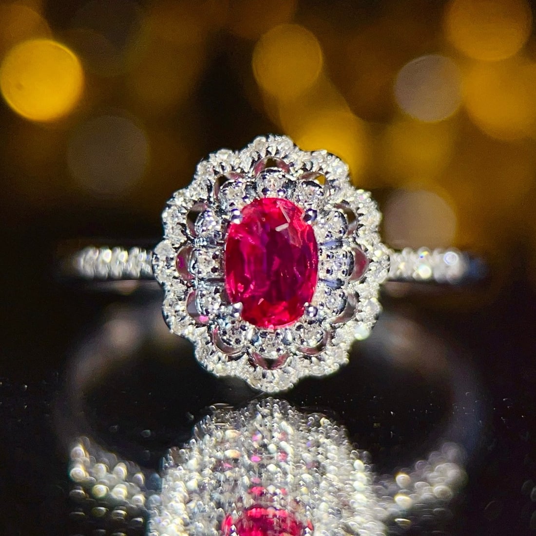 14k Gold 0.55 Ct Natural Ruby & Diamond Ring - 2