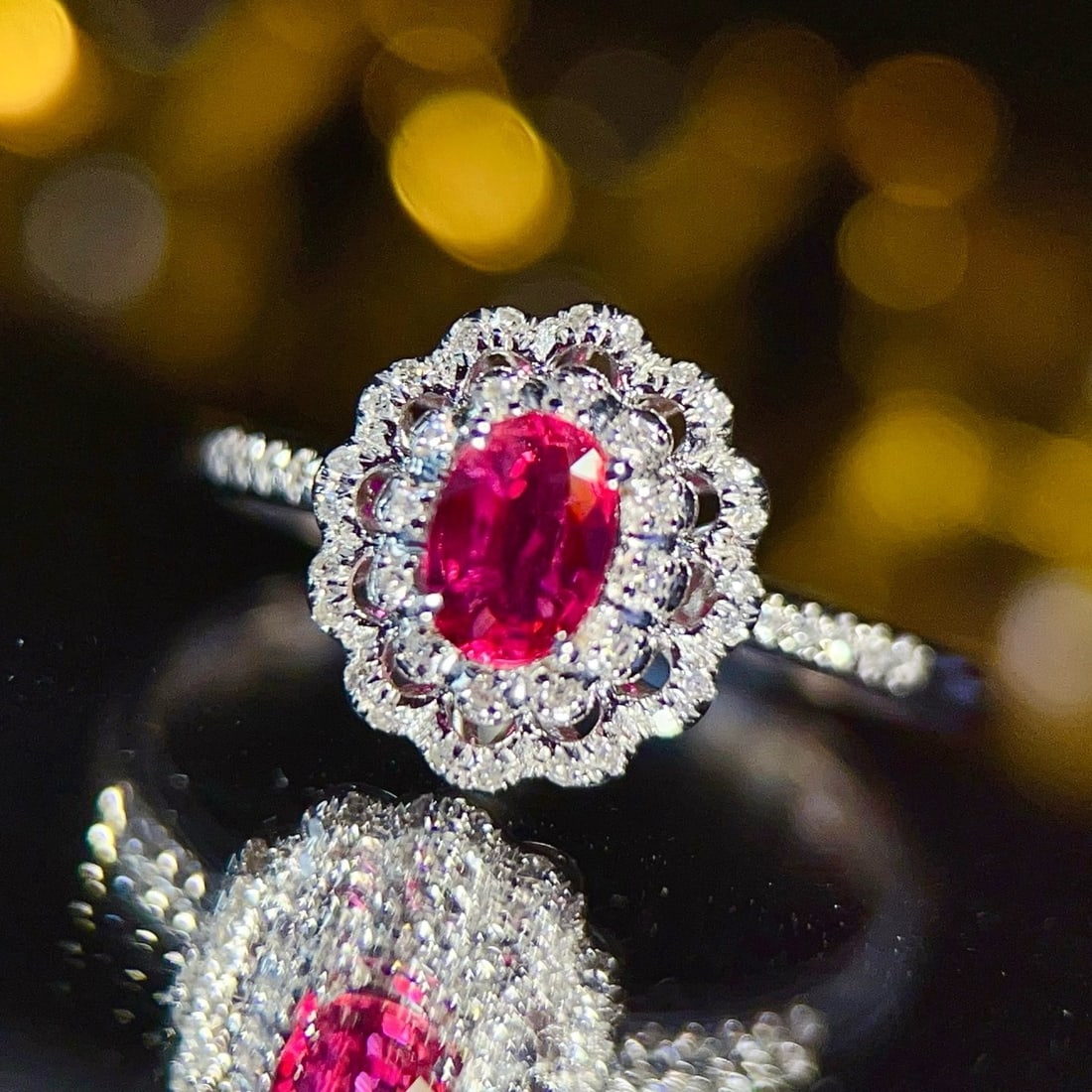 14k Gold 0.55 Ct Natural Ruby & Diamond Ring - 3