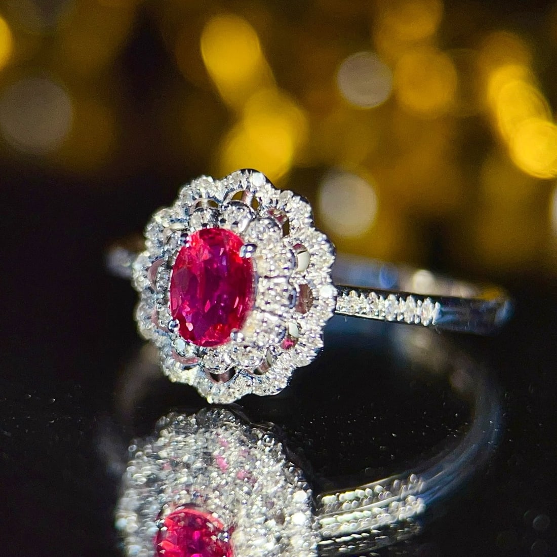 14k Gold 0.55 Ct Natural Ruby & Diamond Ring - 4