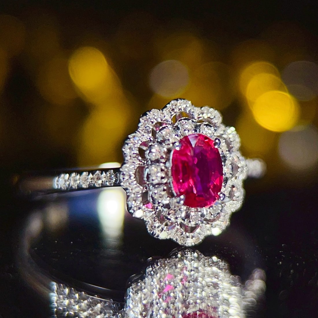 14k Gold 0.55 Ct Natural Ruby & Diamond Ring - 5