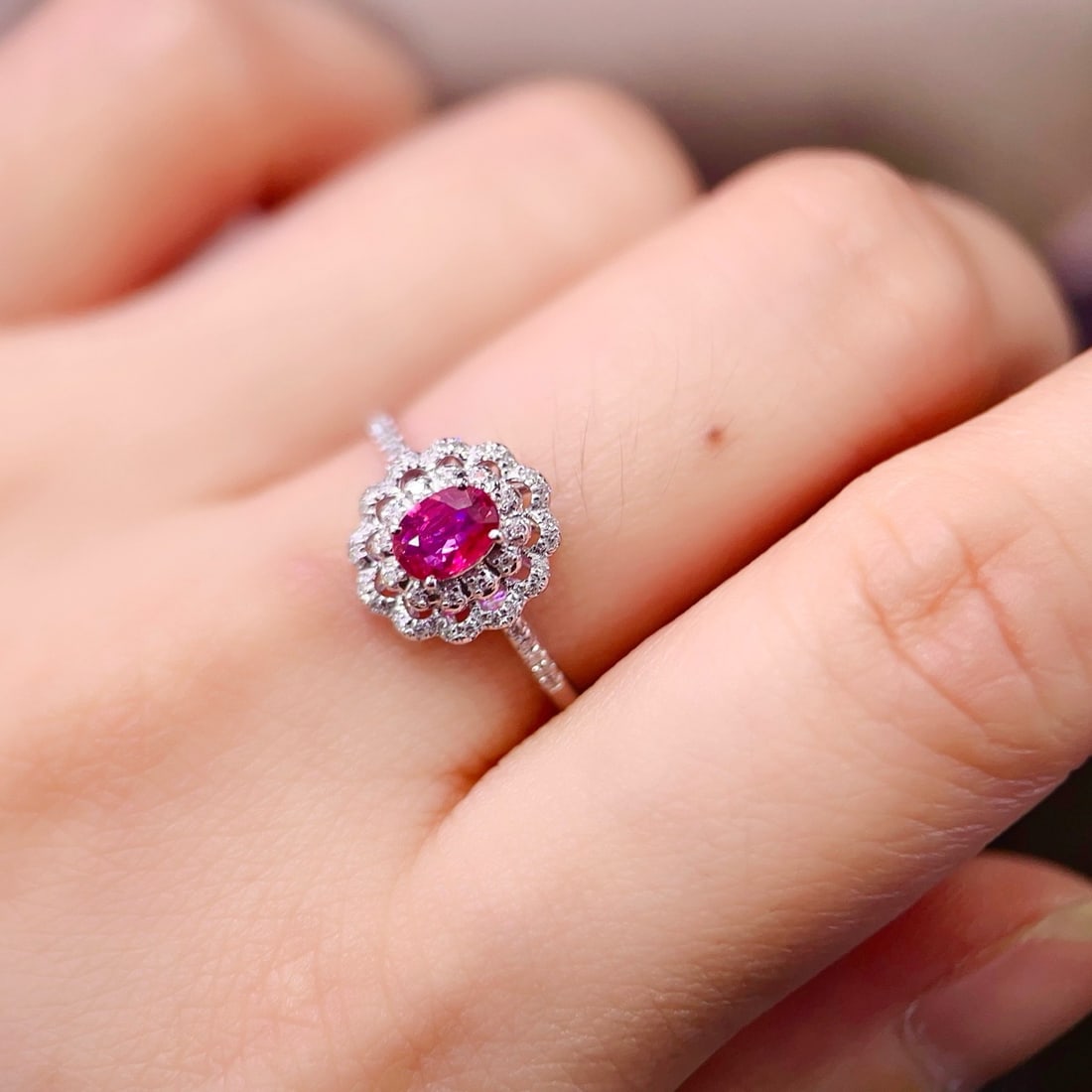 14k Gold 0.55 Ct Natural Ruby & Diamond Ring - 6
