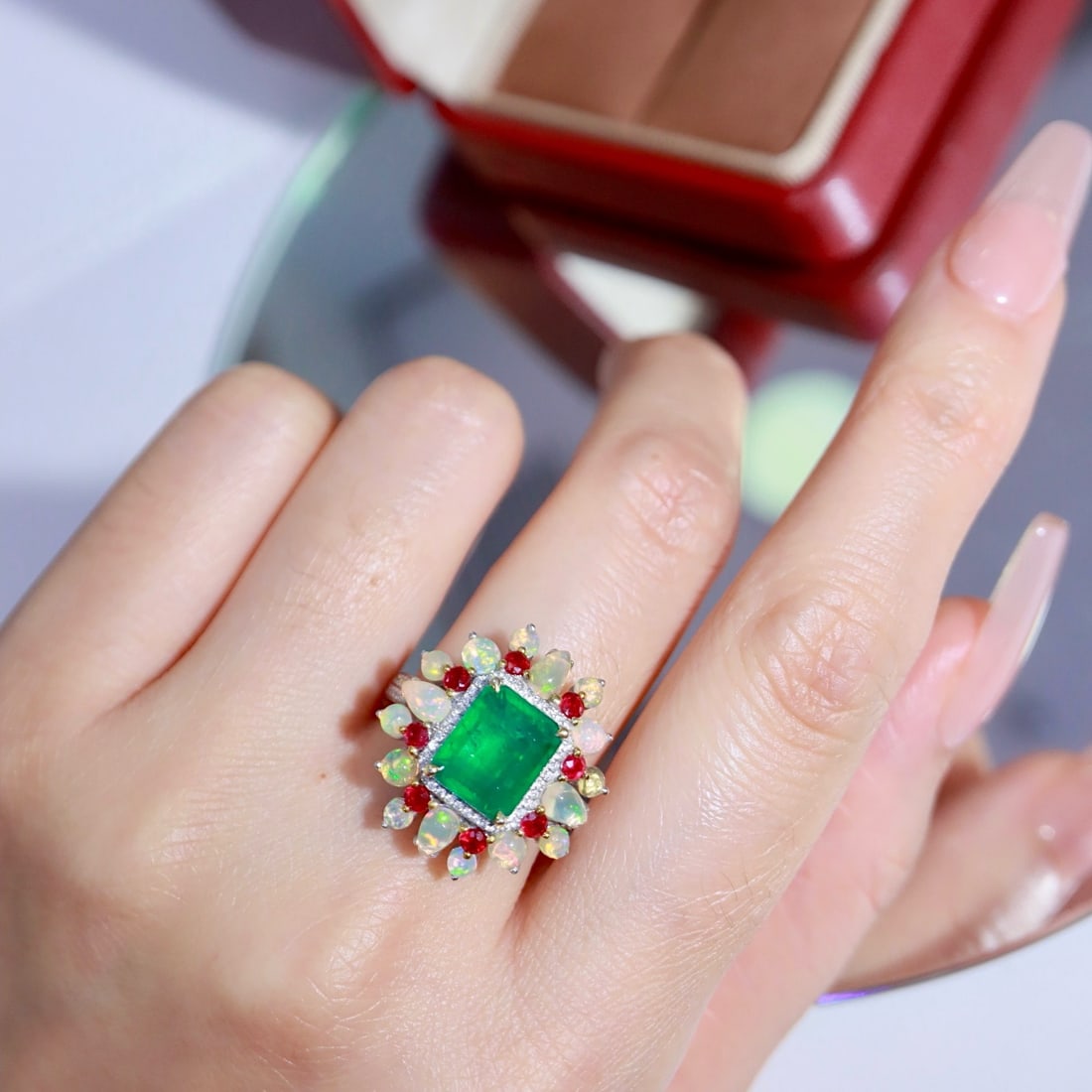 14k Gold 2.73 Ctw Natural Emerald & Diamond Ring - 8