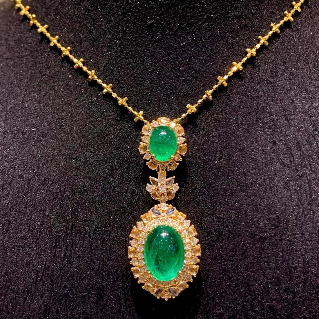 14k Gold 2.65 Ct Natural Emerald & Diamond Pendant( Without Chain ) - 3