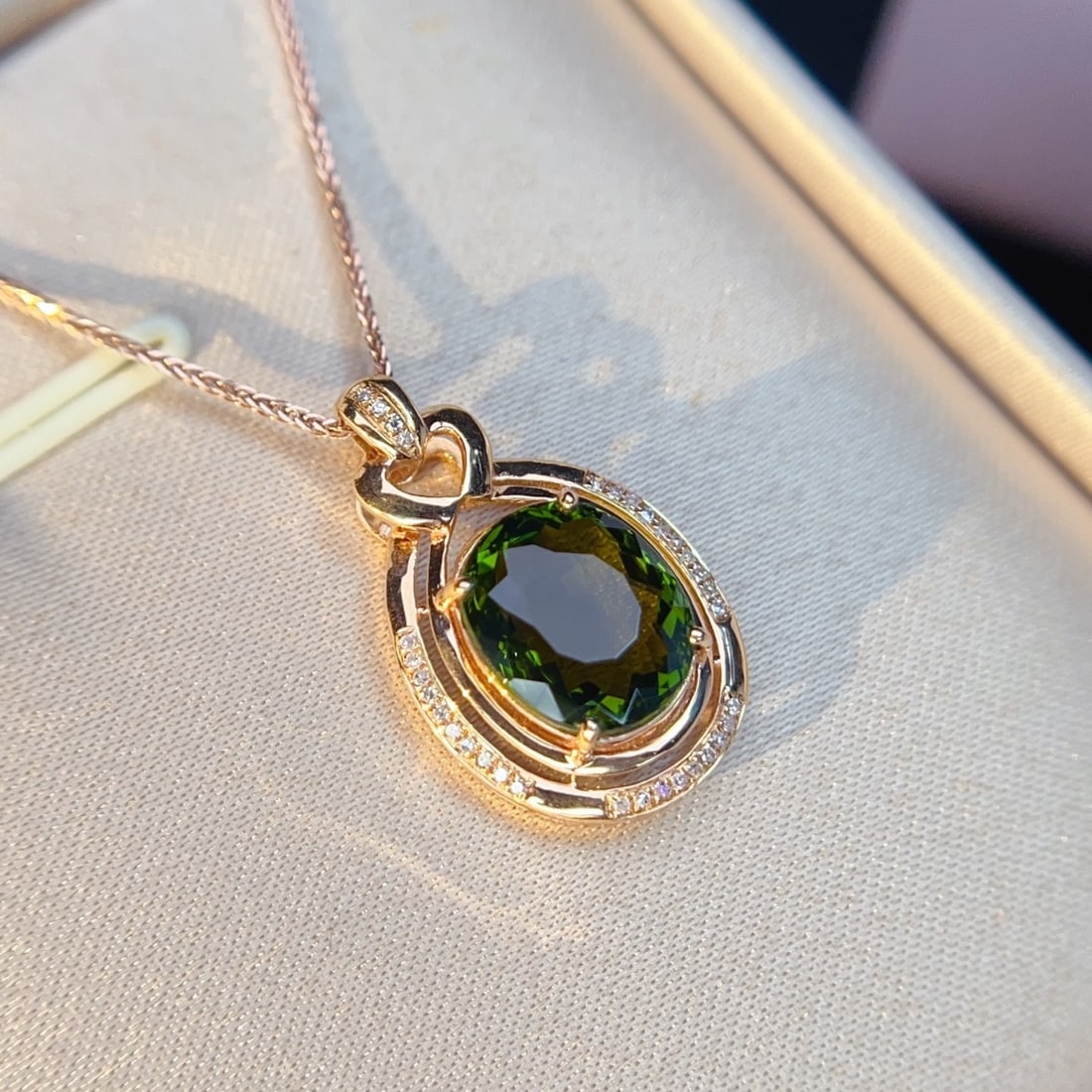 14k Gold 4.53 Ctw Natural Tourmaline & Diamond Pendant( Without Chain ) - 4