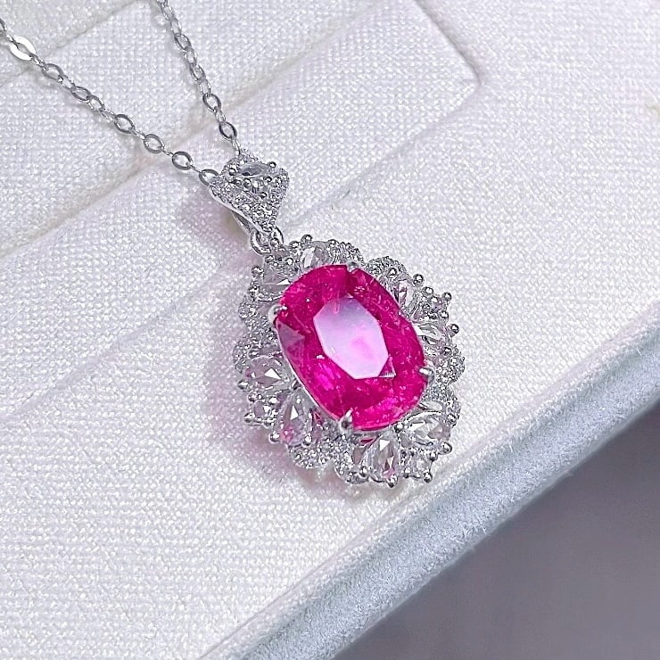 14k Gold 4.02 Ctw Natural Tourmaline & Sapphire Pendant( Without Chain ): Ref:231176439gold // content:14k // goldmain // gemstone:tourmalineshape:ovalcarat // weight:3. 5ct // color:redtreatment:naturaladjacent // gemstone // 2 // : // sapphireshape:pearcarat // weight:0. 