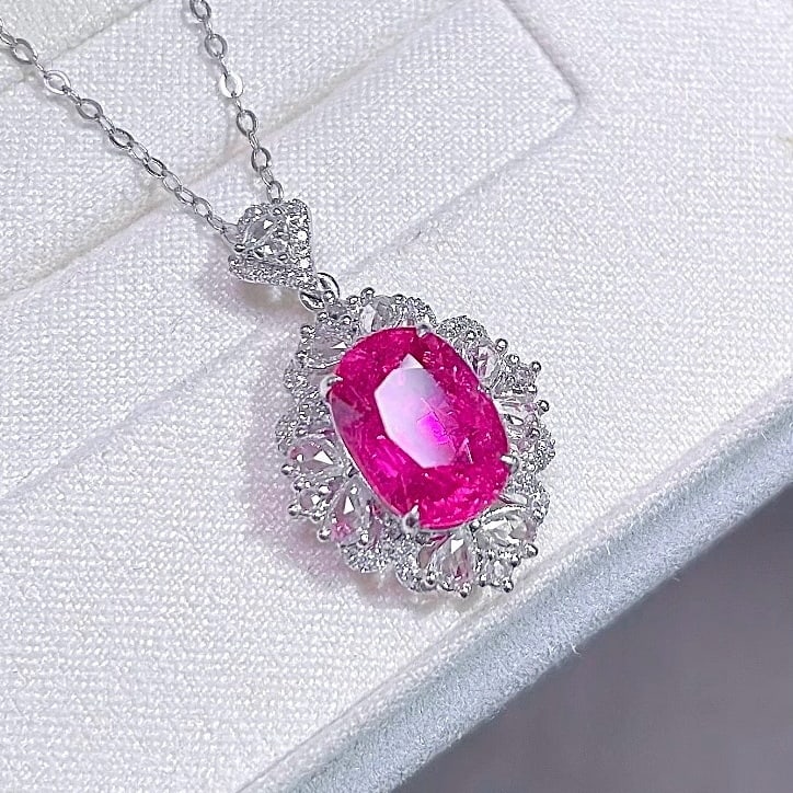 14k Gold 4.02 Ctw Natural Tourmaline & Sapphire Pendant( Without Chain ) - 2
