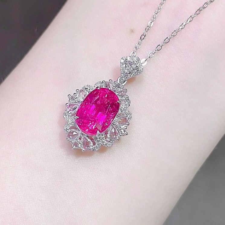 14k Gold 4.02 Ctw Natural Tourmaline & Sapphire Pendant( Without Chain ) - 3