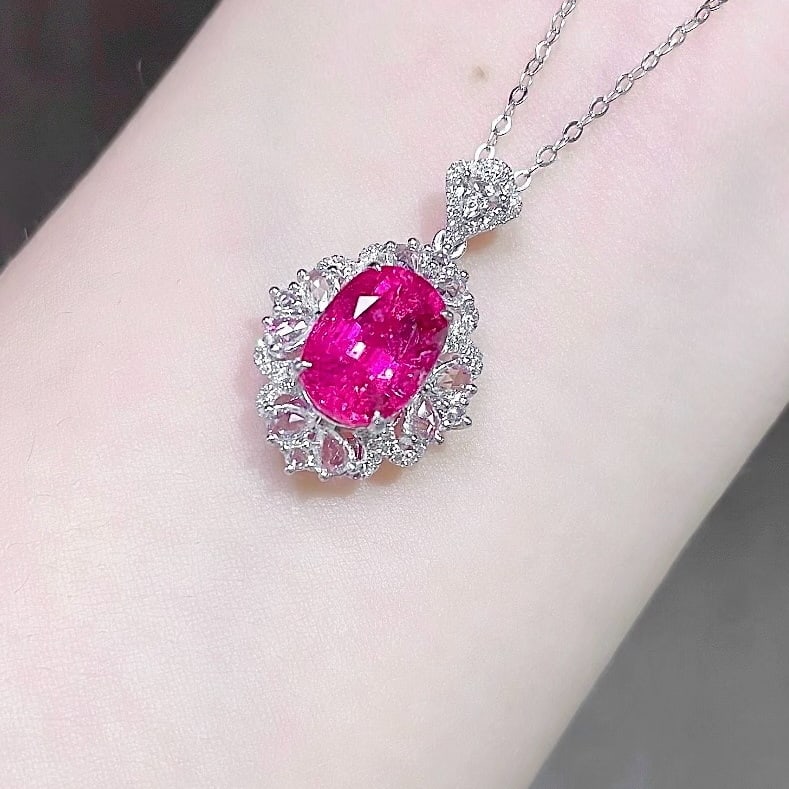 14k Gold 4.02 Ctw Natural Tourmaline & Sapphire Pendant( Without Chain ) - 4