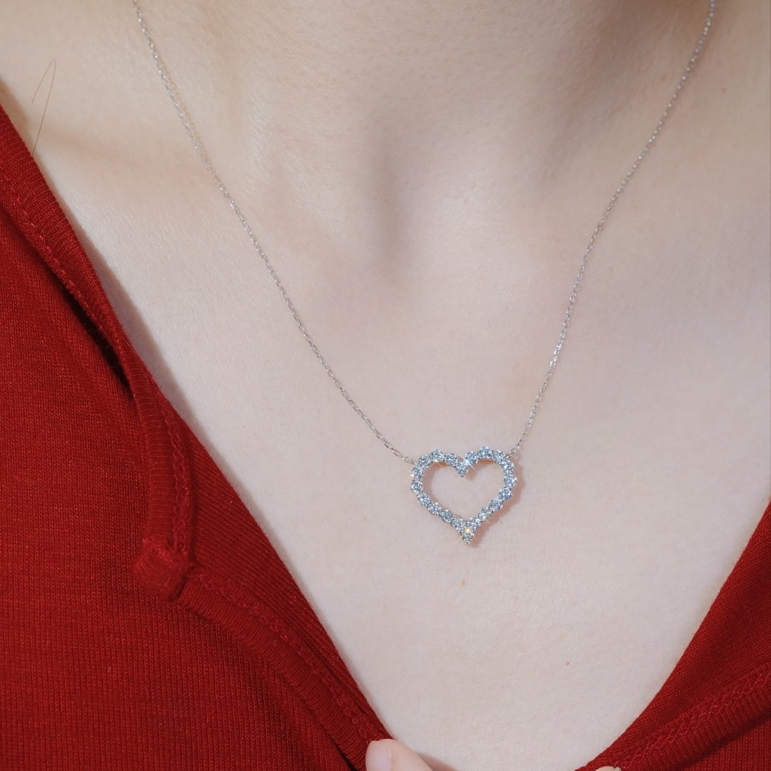 14k Gold 1.00 Ct Natural H Diamond Necklace - 2