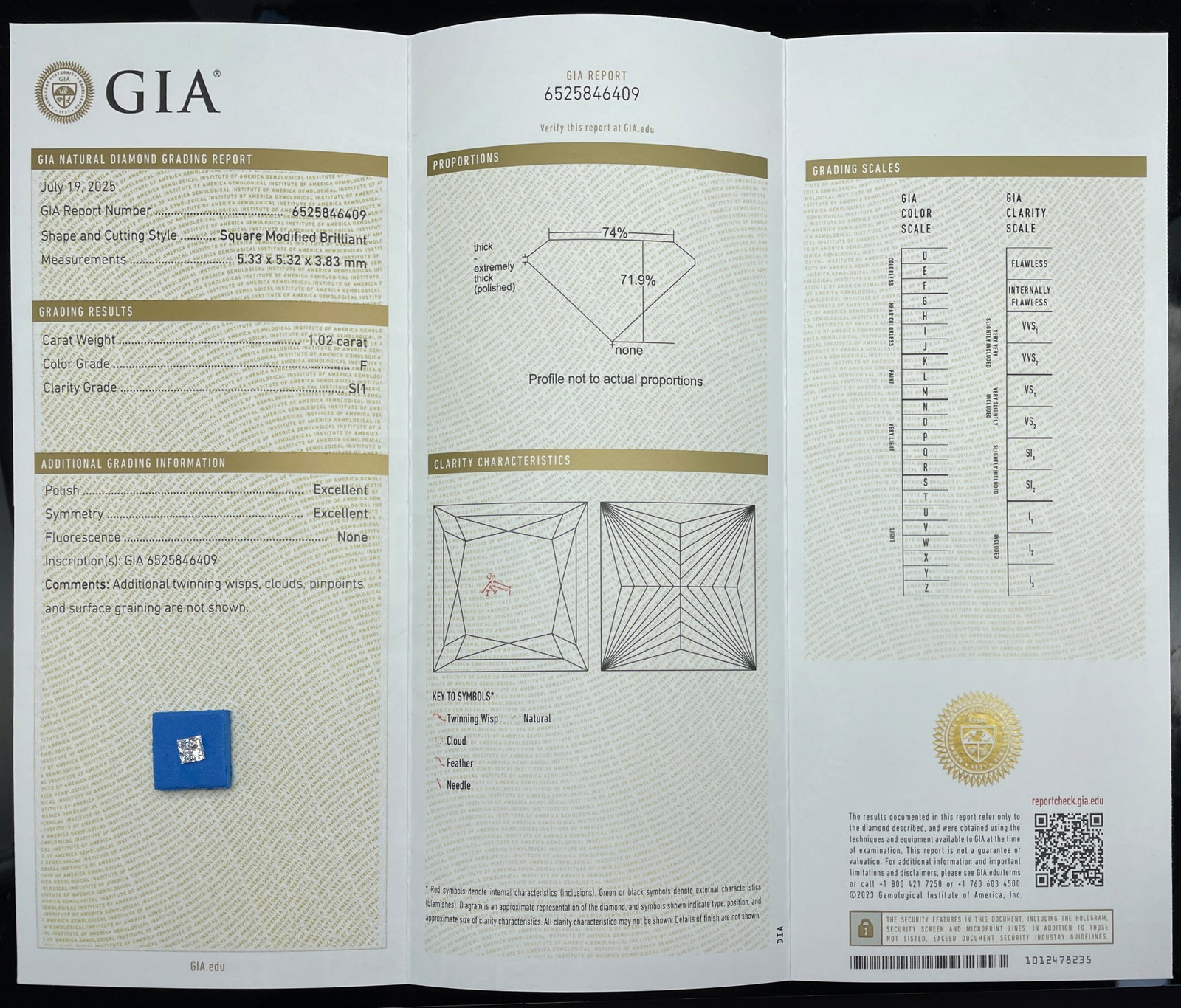Gia Certified 14k Gold 1.40 Ctw Natural F Si2 Princess Diamond Ring - 3