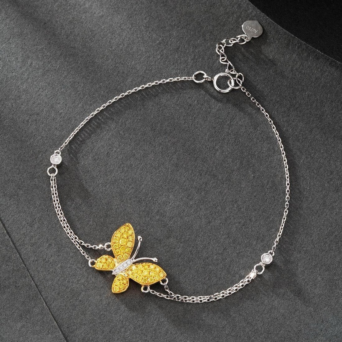 14k Gold 0.38 Ctw Natural Yellow Diamond & Diamond Bracelet: Ref:231177048 // gold content:14k gold // main gemstone:yellow diamond // shape:round // carat weight:0. 33ct // color:yellow // treatment:natural // cut grade:g // // adjacent gemstone 2 : diamond