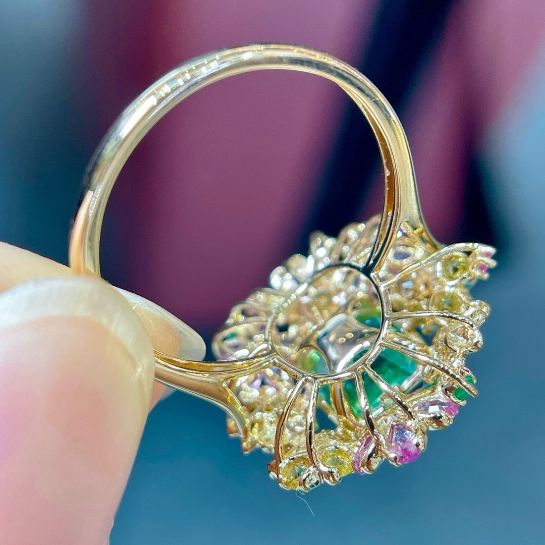 14k Gold 3.31 Ctw Natural Paraiba Tourmaline & Sapphire Ring - 5