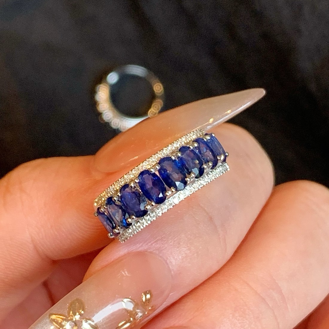 14k Gold 2.20 Ctw Natural Sapphire & Diamond Ring - 5
