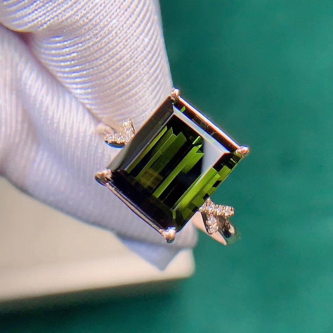 14k Gold 4.65 Ctw Natural Tourmaline & Diamond Ring - 2