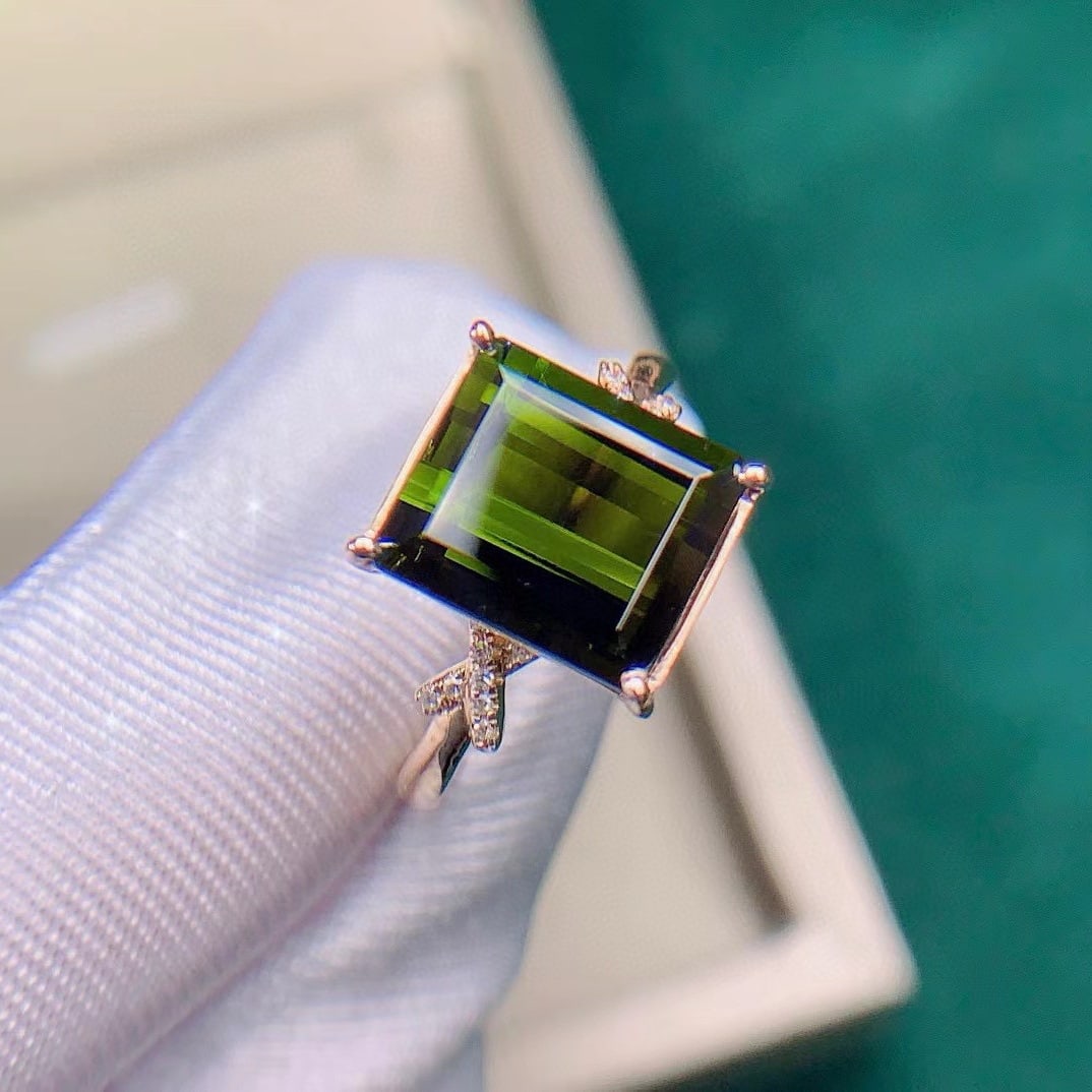 14k Gold 4.65 Ctw Natural Tourmaline & Diamond Ring - 3