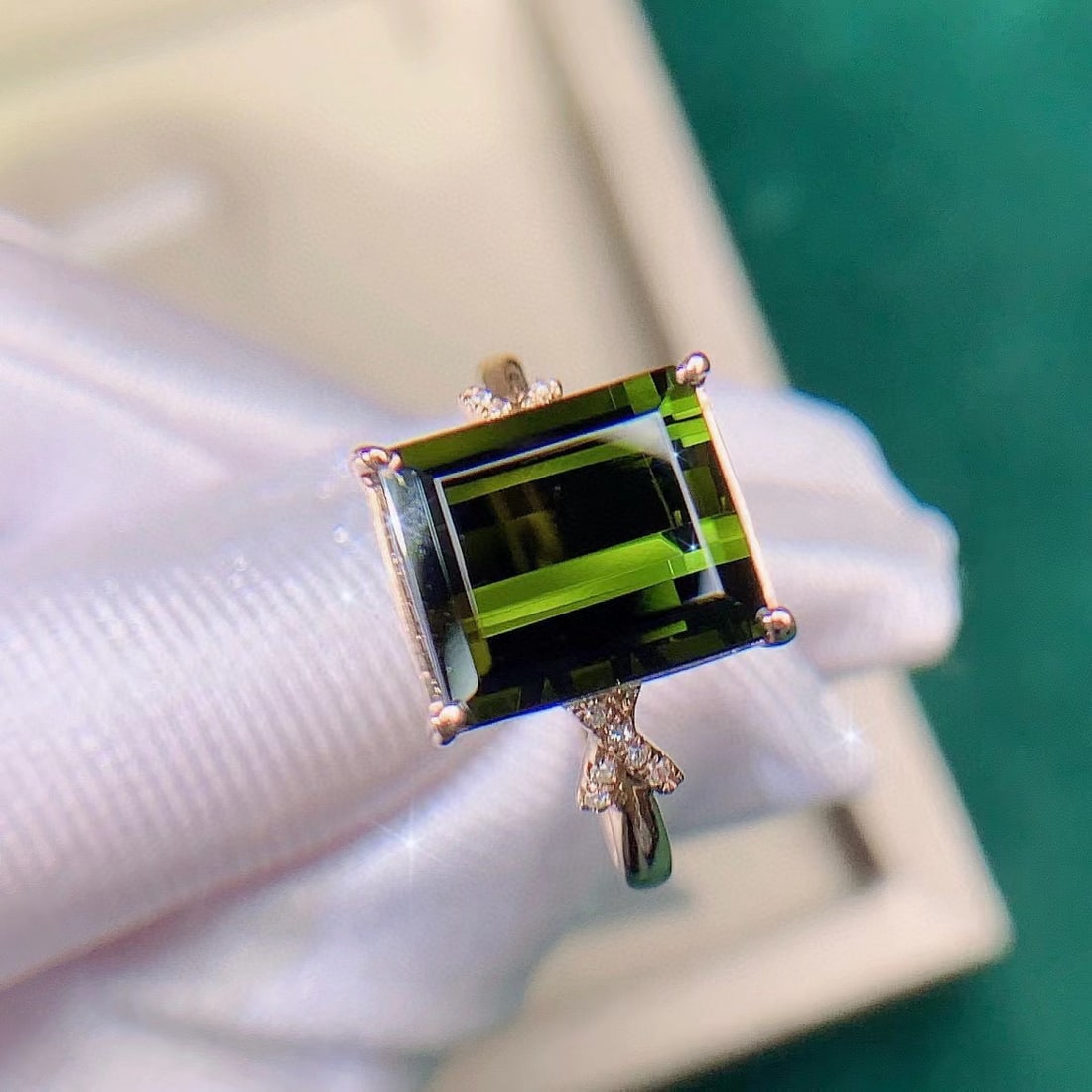 14k Gold 4.65 Ctw Natural Tourmaline & Diamond Ring - 4
