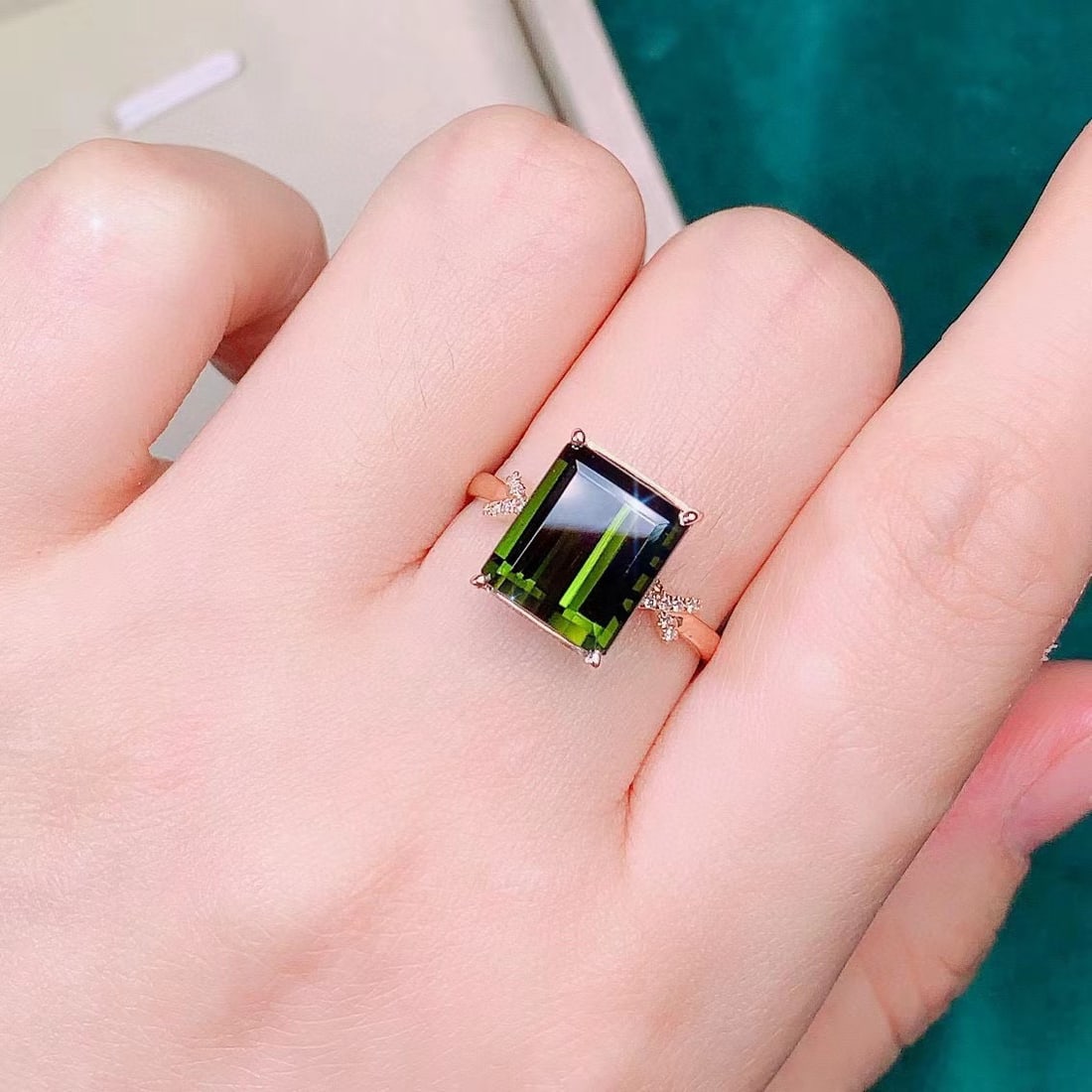 14k Gold 4.65 Ctw Natural Tourmaline & Diamond Ring - 5