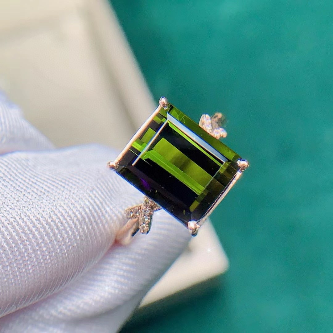 14k Gold 4.65 Ctw Natural Tourmaline & Diamond Ring - 6