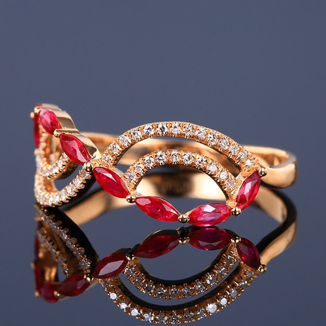 14k Gold 0.31 Ctw Natural Ruby & Diamond Ring - 2