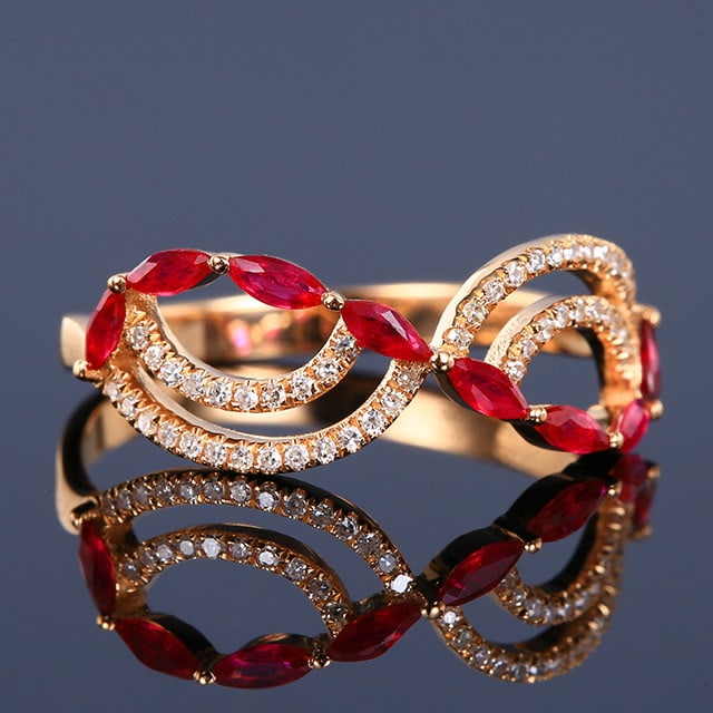 14k Gold 0.31 Ctw Natural Ruby & Diamond Ring - 3