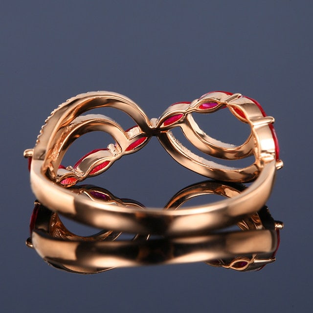 14k Gold 0.31 Ctw Natural Ruby & Diamond Ring - 4