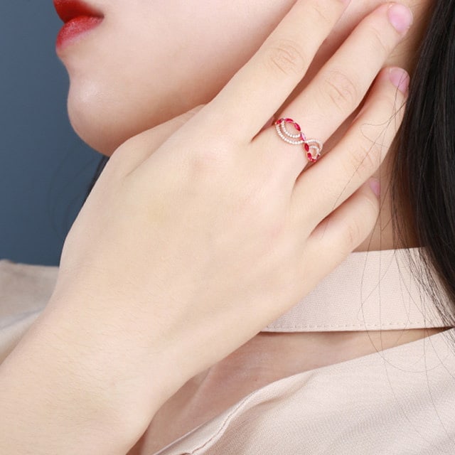 14k Gold 0.31 Ctw Natural Ruby & Diamond Ring - 5