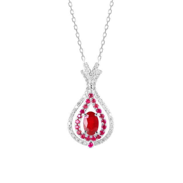 14k Gold 0.52 Ctw Natural Ruby & Ruby Necklace - 5