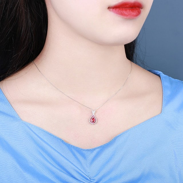 14k Gold 0.52 Ctw Natural Ruby & Ruby Necklace - 6