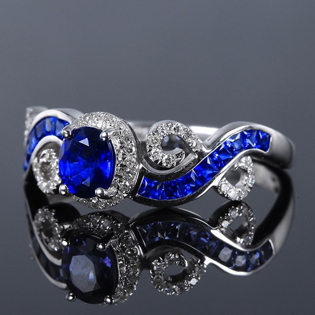 14k Gold 1.10 Ctw Natural Sapphire & Sapphire Ring - 2
