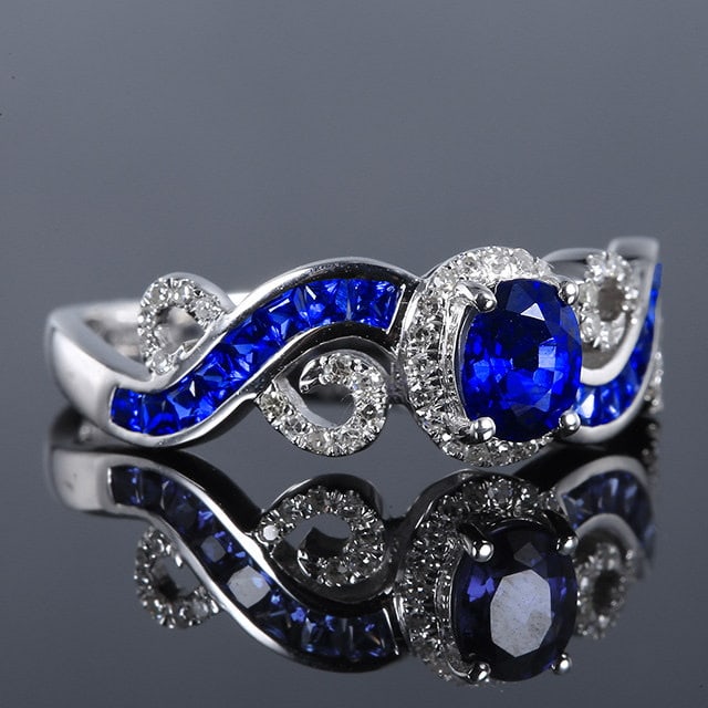 14k Gold 1.10 Ctw Natural Sapphire & Sapphire Ring - 3