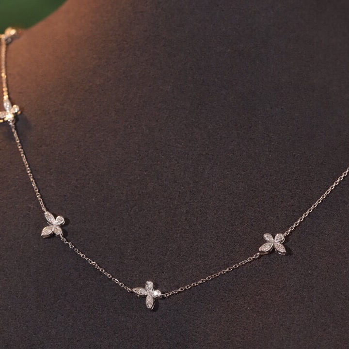 14k Gold 0.4 Ct Natural H Diamond & Butterfly Necklace: Ref:231177243 // gold content:14k gold // main gemstone:diamond // shape:round // carat weight:0. 4ct // clarity grade:vs-si // color:h // treatment:natural // cut grade:g // Condition: New Low