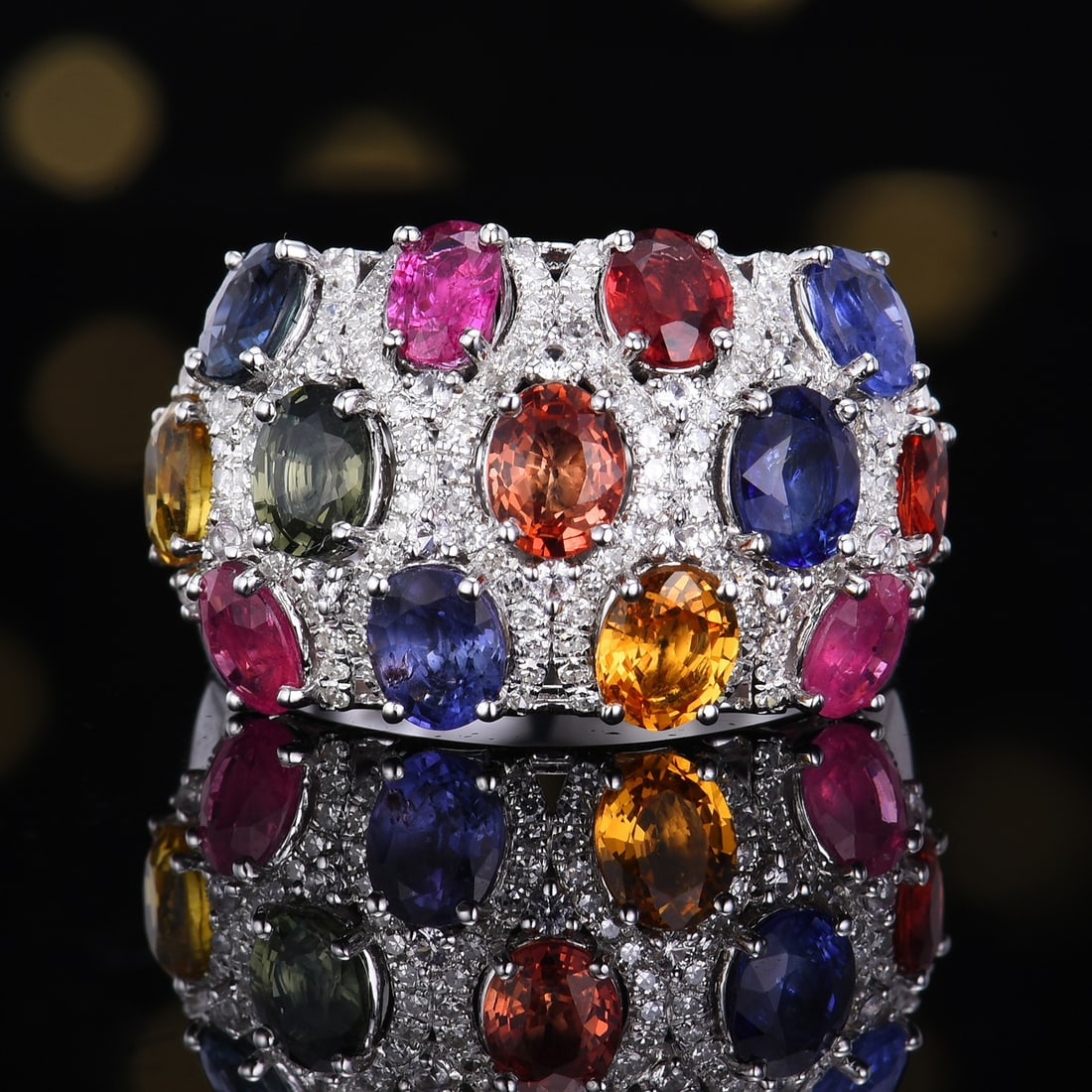 14k Gold 4.65 Ctw Natural Sapphire & Diamond Ring: Ref:231178006 // gold content:14k gold // ring size:7. 25us // // main gemstone:sapphire // shape:oval // carat weight:4. 26ct // color:color // treatment:natural // // adjacent gemstone 2 : diamond
