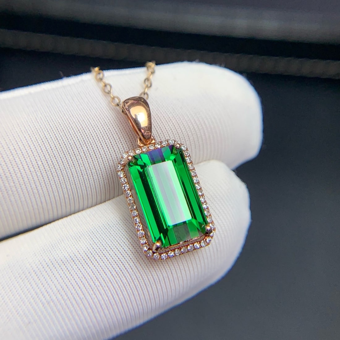 14k Gold 4.27 Ct Natural Tourmaline & Diamond Pendant( Without Chain ) - 2