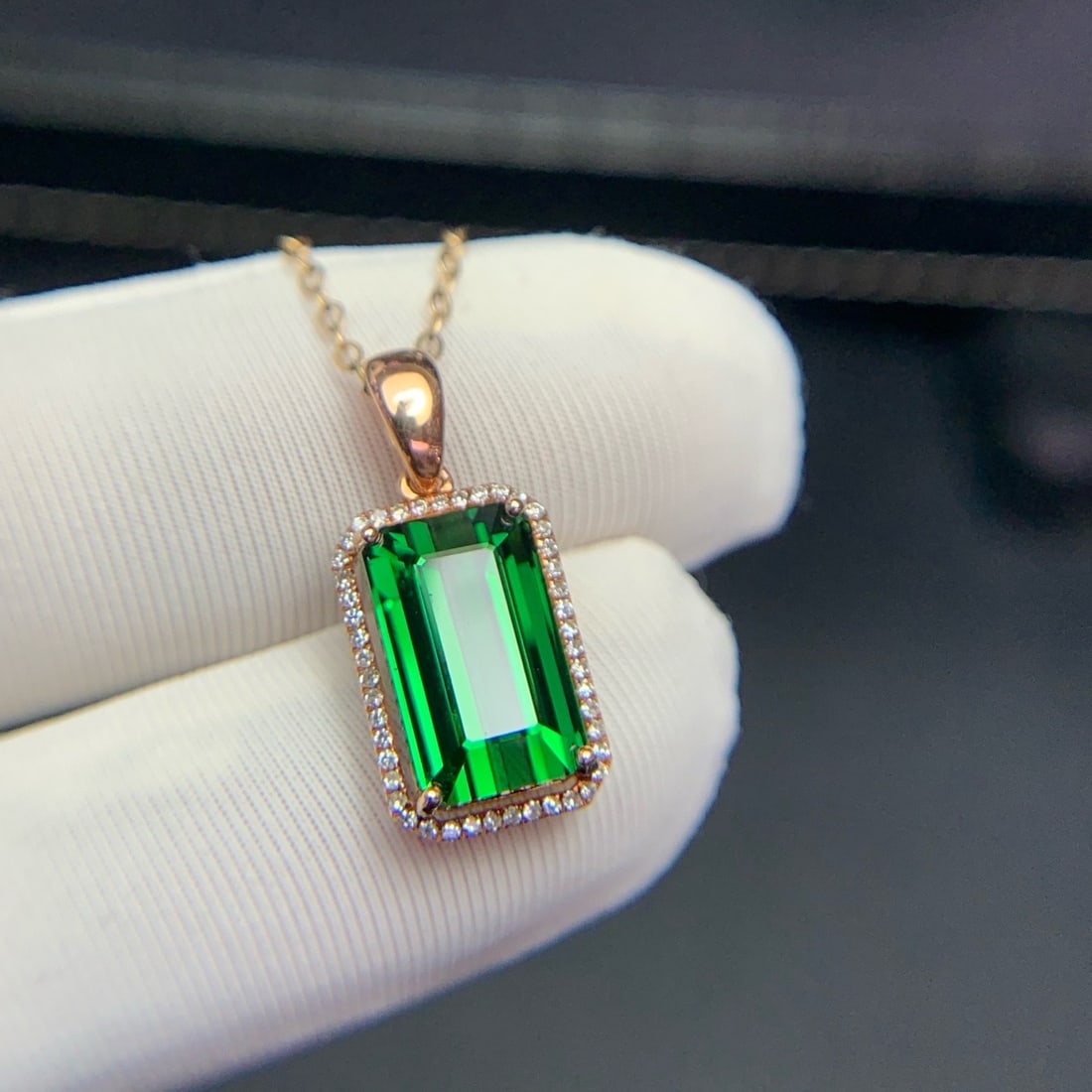 14k Gold 4.27 Ct Natural Tourmaline & Diamond Pendant( Without Chain ) - 4