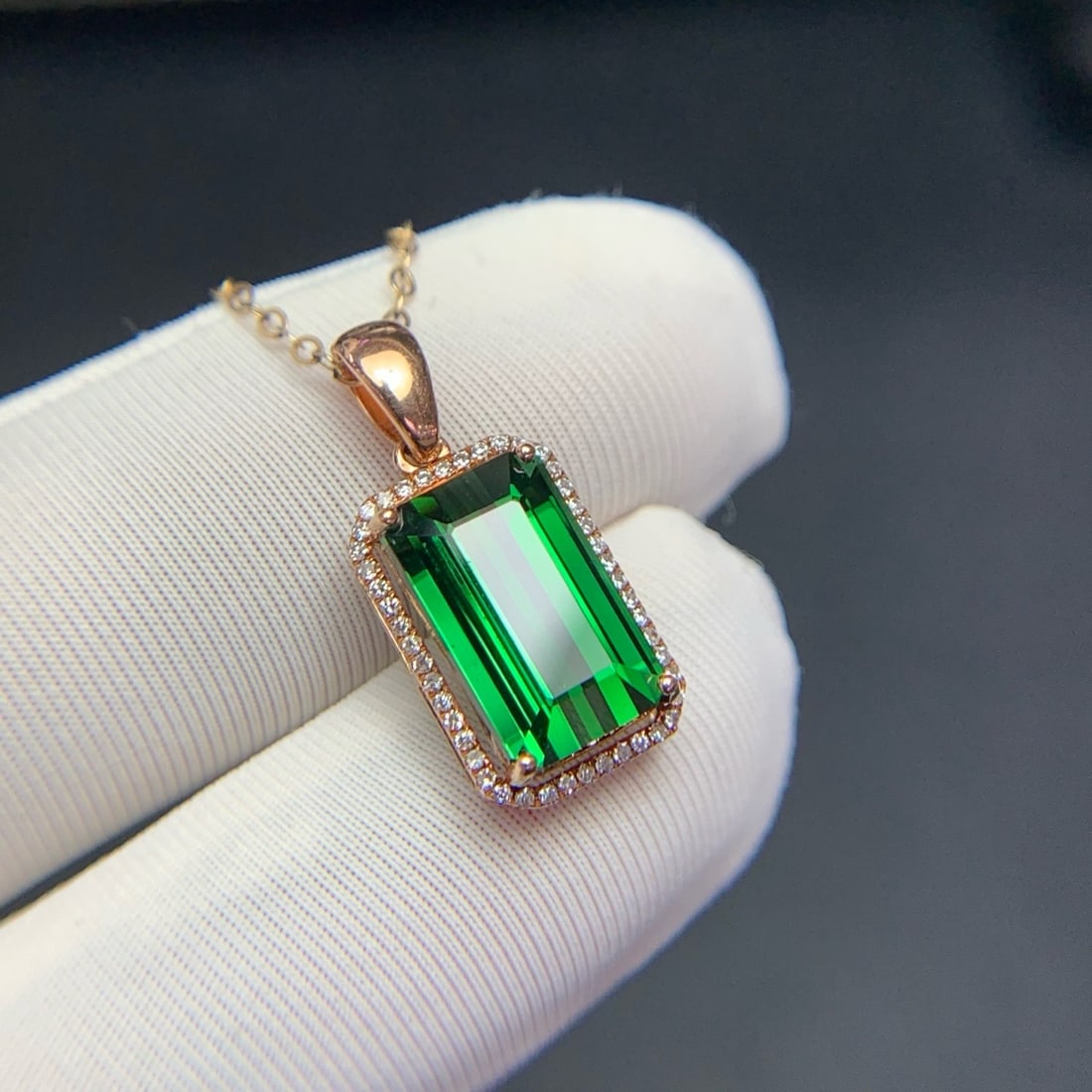 14k Gold 4.27 Ct Natural Tourmaline & Diamond Pendant( Without Chain ) - 5