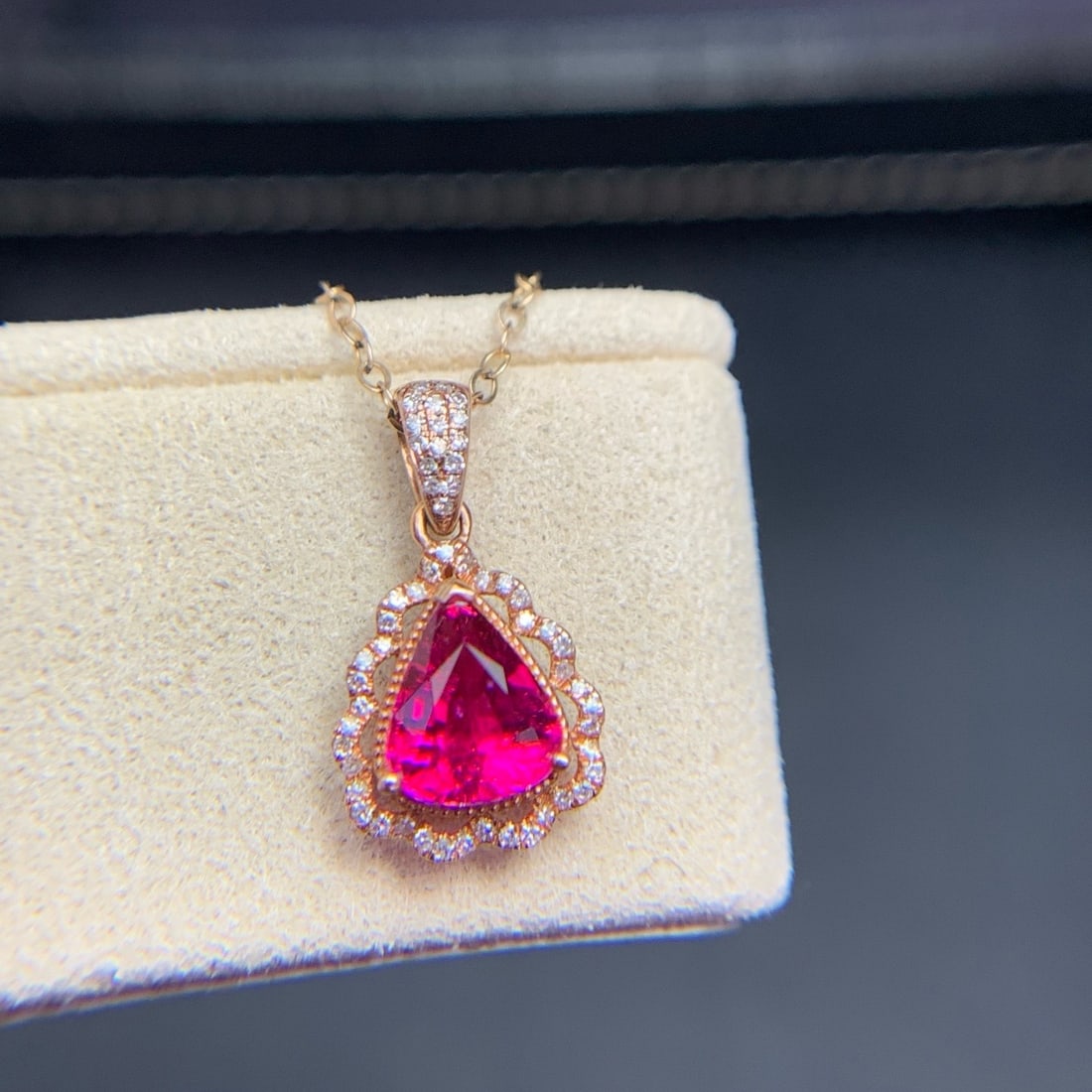 14k Gold 1.4 Ct Natural Tourmaline & Diamond Pendant( Without Chain ) - 6