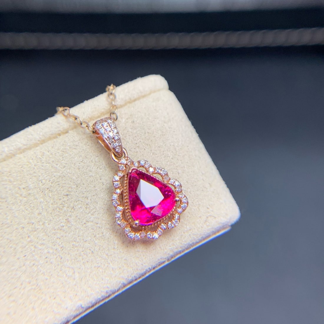 14k Gold 1.4 Ct Natural Tourmaline & Diamond Pendant( Without Chain ) - 8