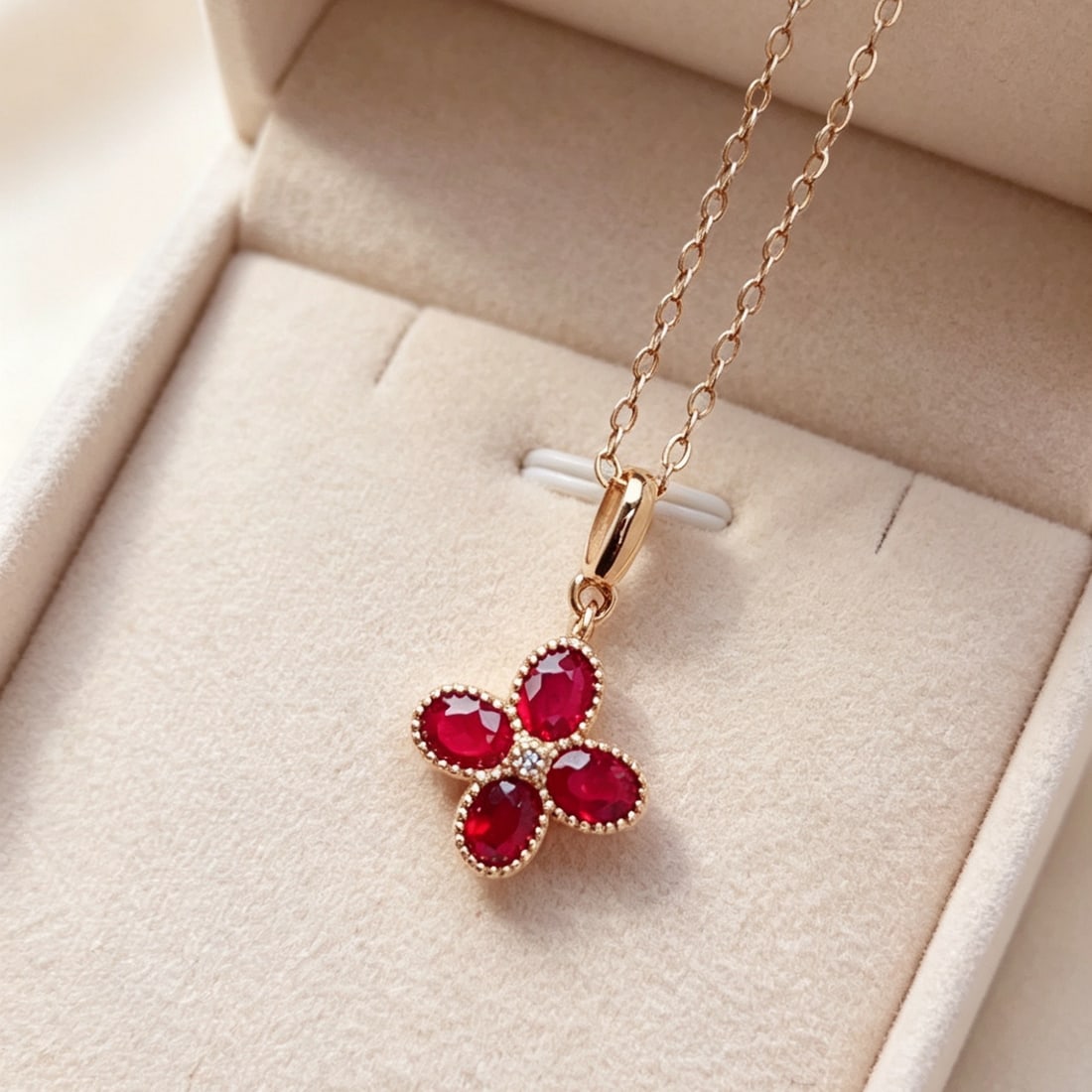 14k Gold 0.8 Ct Natural Ruby & Diamond Pendant( Without Chain ) - 6