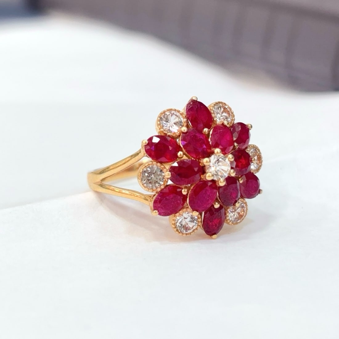14k Gold 3.45 Ct Natural Ruby & Sapphire Ring - 2