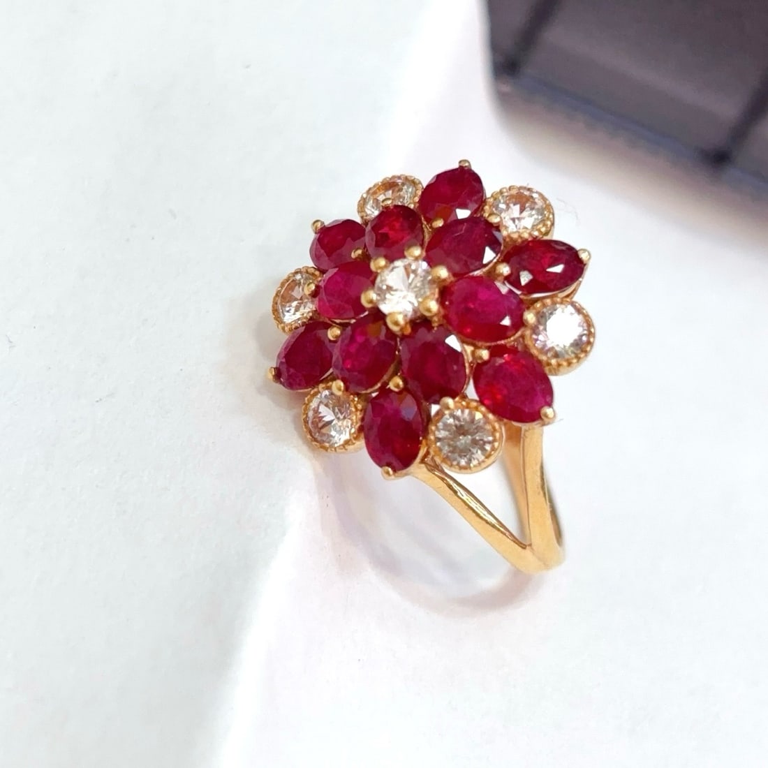 14k Gold 3.45 Ct Natural Ruby & Sapphire Ring - 4