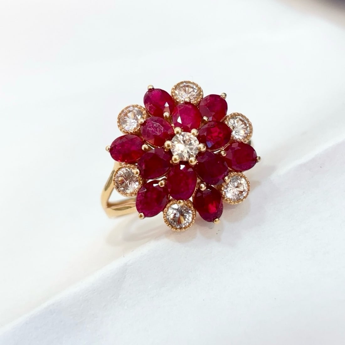14k Gold 3.45 Ct Natural Ruby & Sapphire Ring - 6