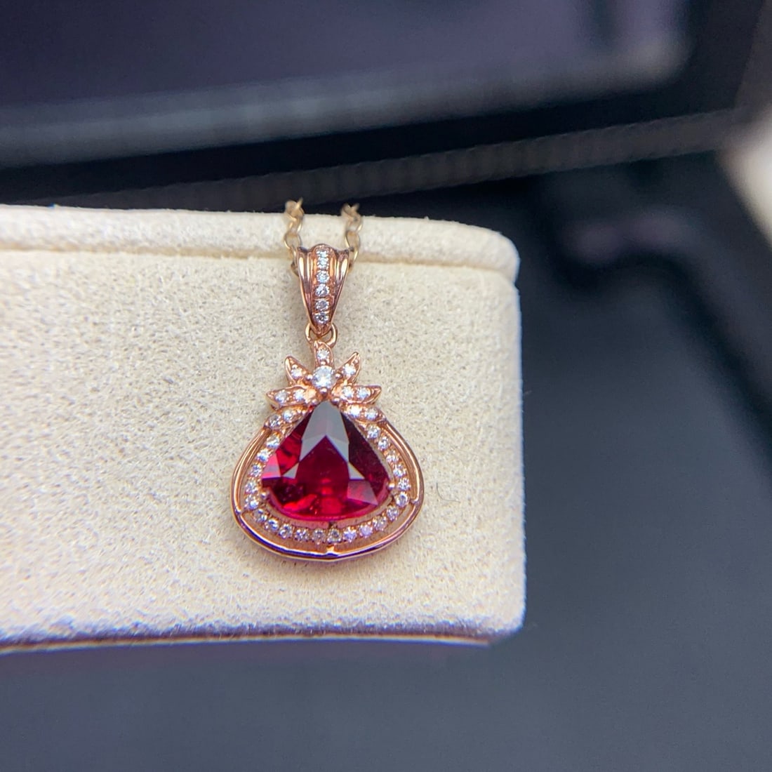 14k Gold 1.1 Ct Natural Tourmaline & Diamond Pendant( Without Chain ) - 4