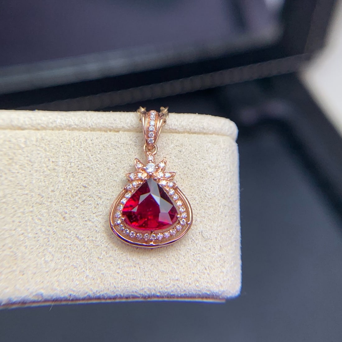 14k Gold 1.1 Ct Natural Tourmaline & Diamond Pendant( Without Chain ) - 5