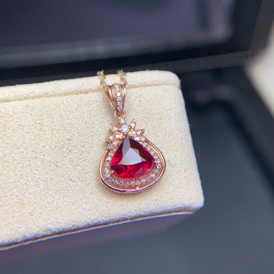 14k Gold 1.1 Ct Natural Tourmaline & Diamond Pendant( Without Chain ) - 6