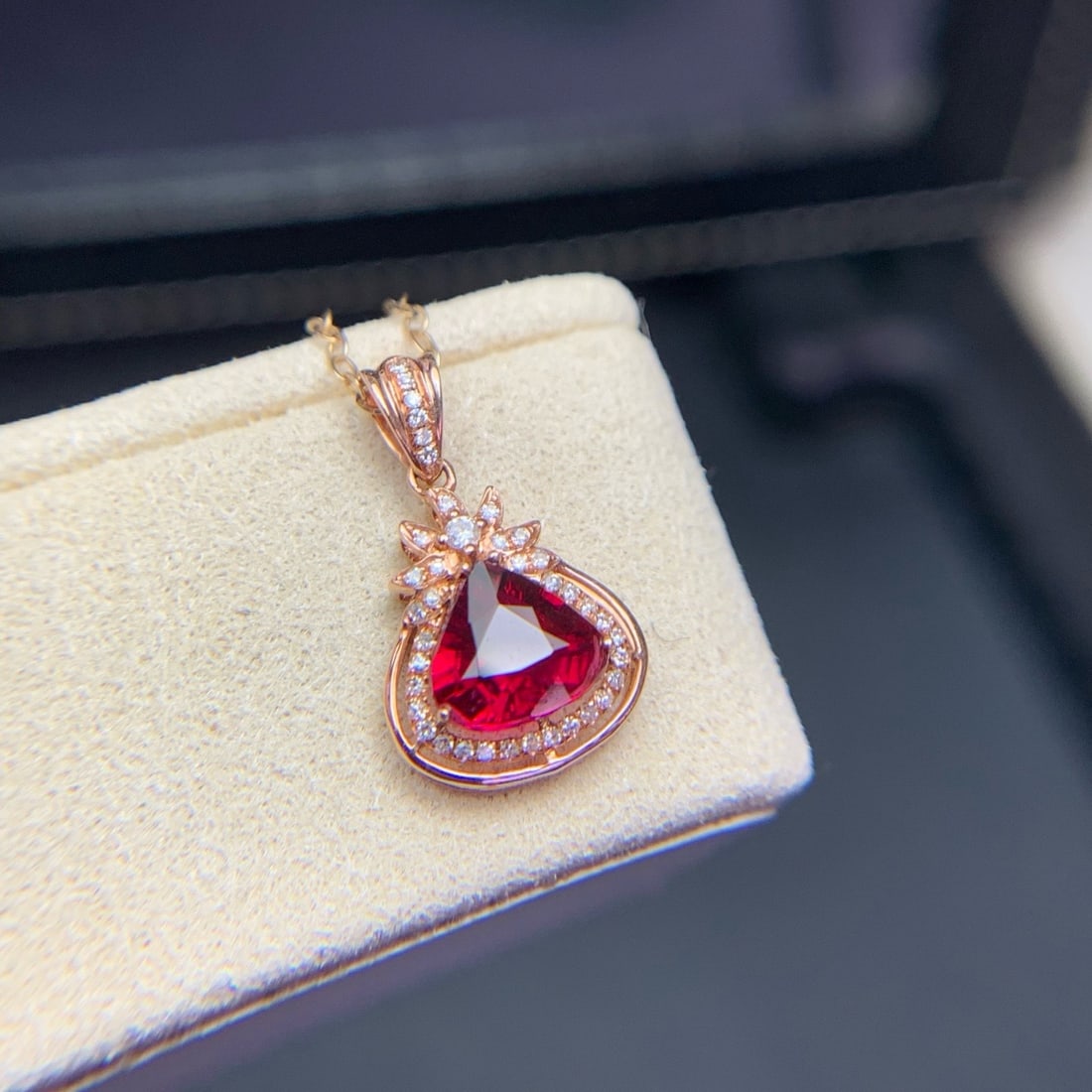 14k Gold 1.1 Ct Natural Tourmaline & Diamond Pendant( Without Chain ) - 8