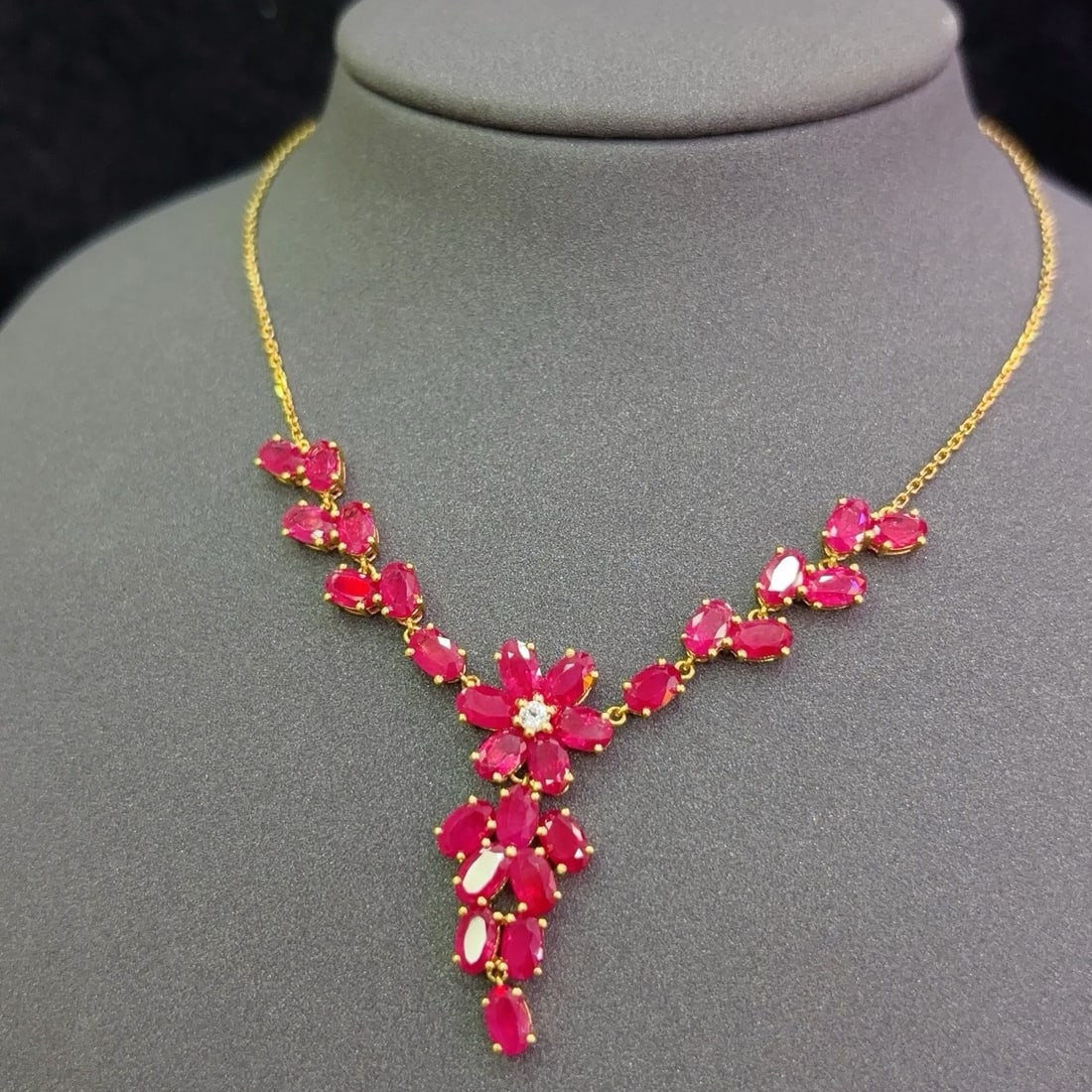 14k Gold 10.50 Ct Natural Ruby & Sapphire Necklace - 5