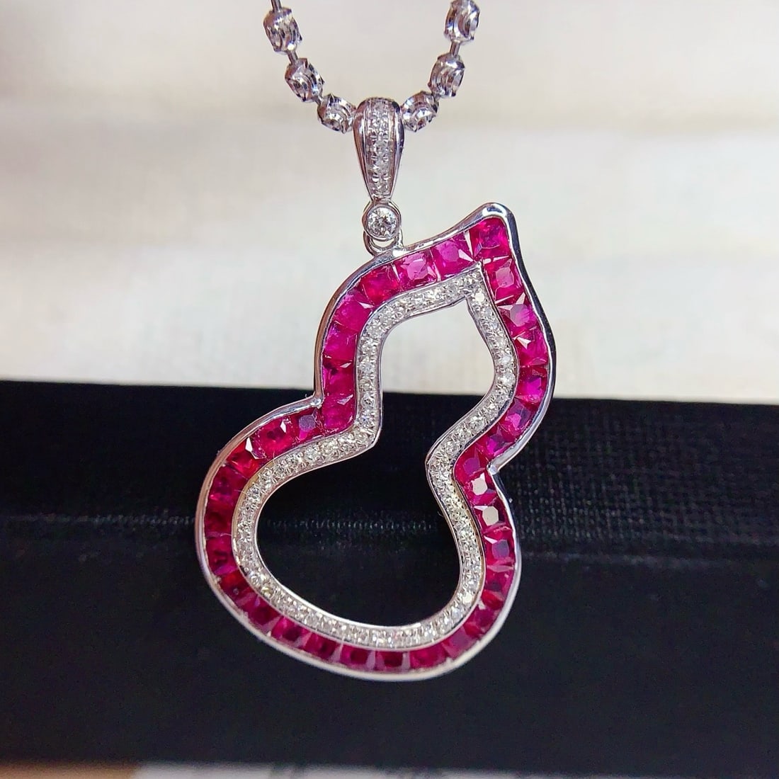 14k Gold 2.5 Ct Natural Ruby & Diamond Pendant( Without Chain ) - 3