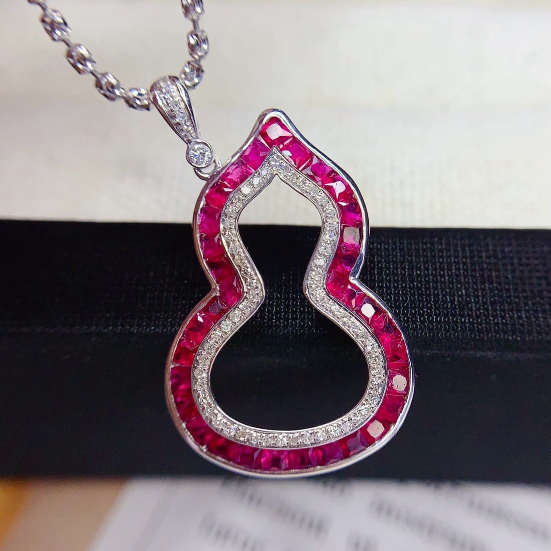 14k Gold 2.5 Ct Natural Ruby & Diamond Pendant( Without Chain ) - 4