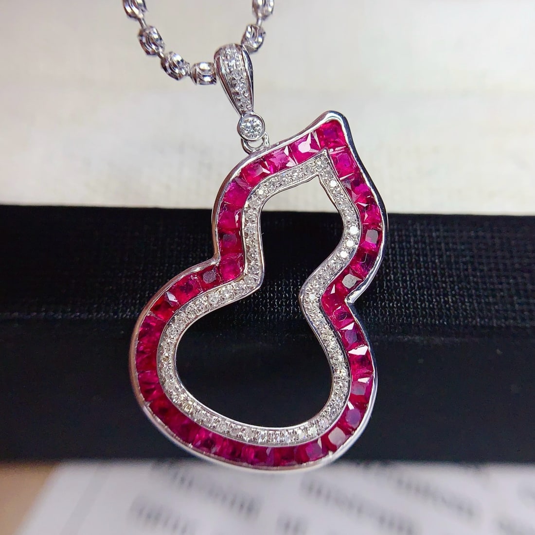 14k Gold 2.5 Ct Natural Ruby & Diamond Pendant( Without Chain ) - 5