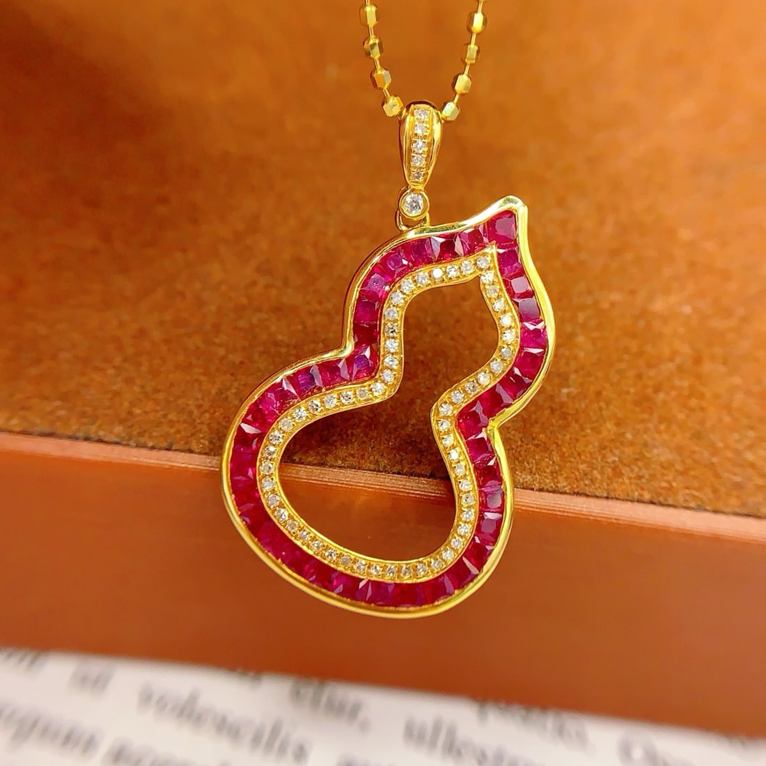 14k Gold 2.5 Ct Natural Ruby & Diamond Pendant( Without Chain ) - 4